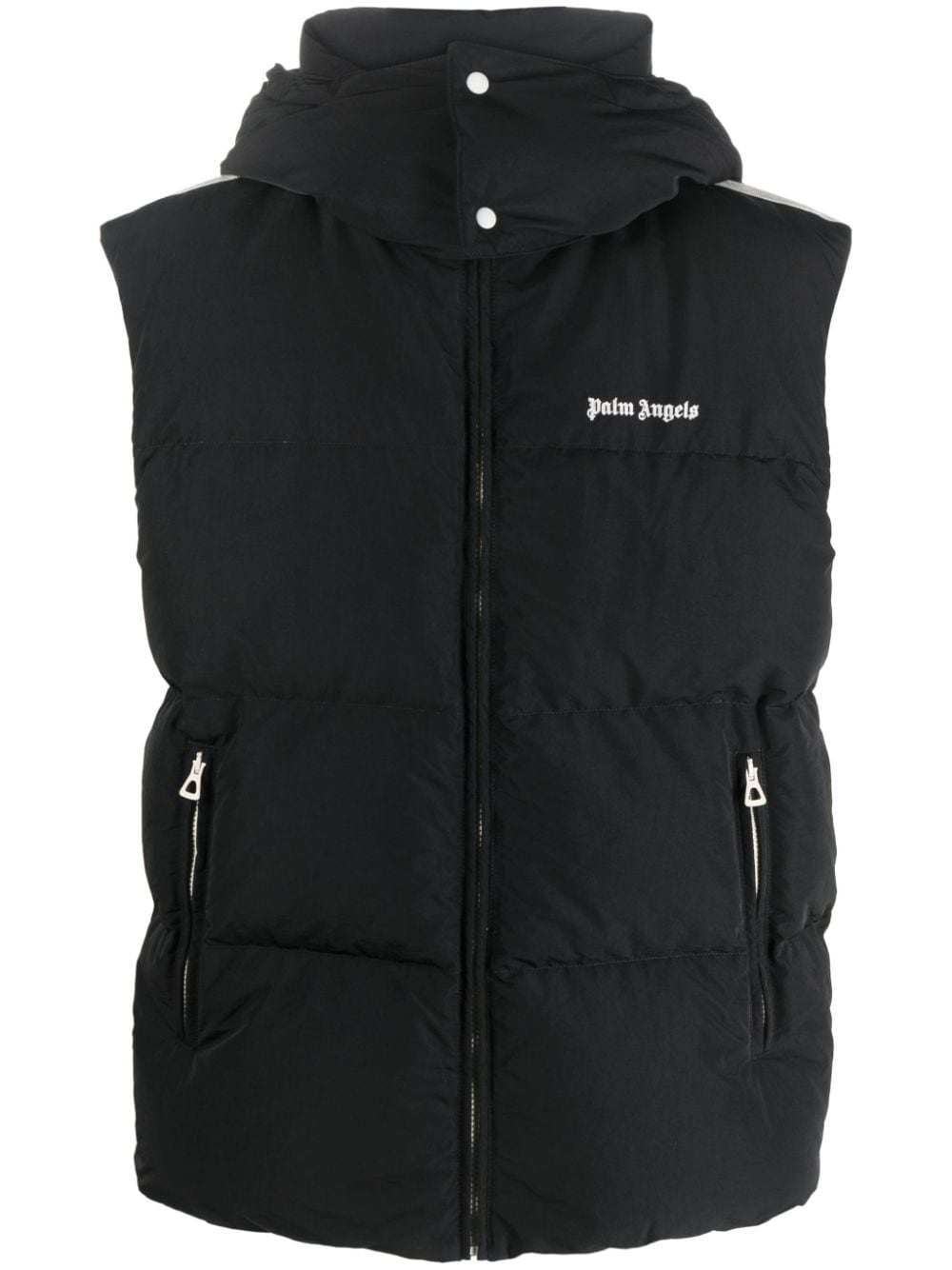 Palm Angels logo-embroidered puffer gilet - Black von Palm Angels