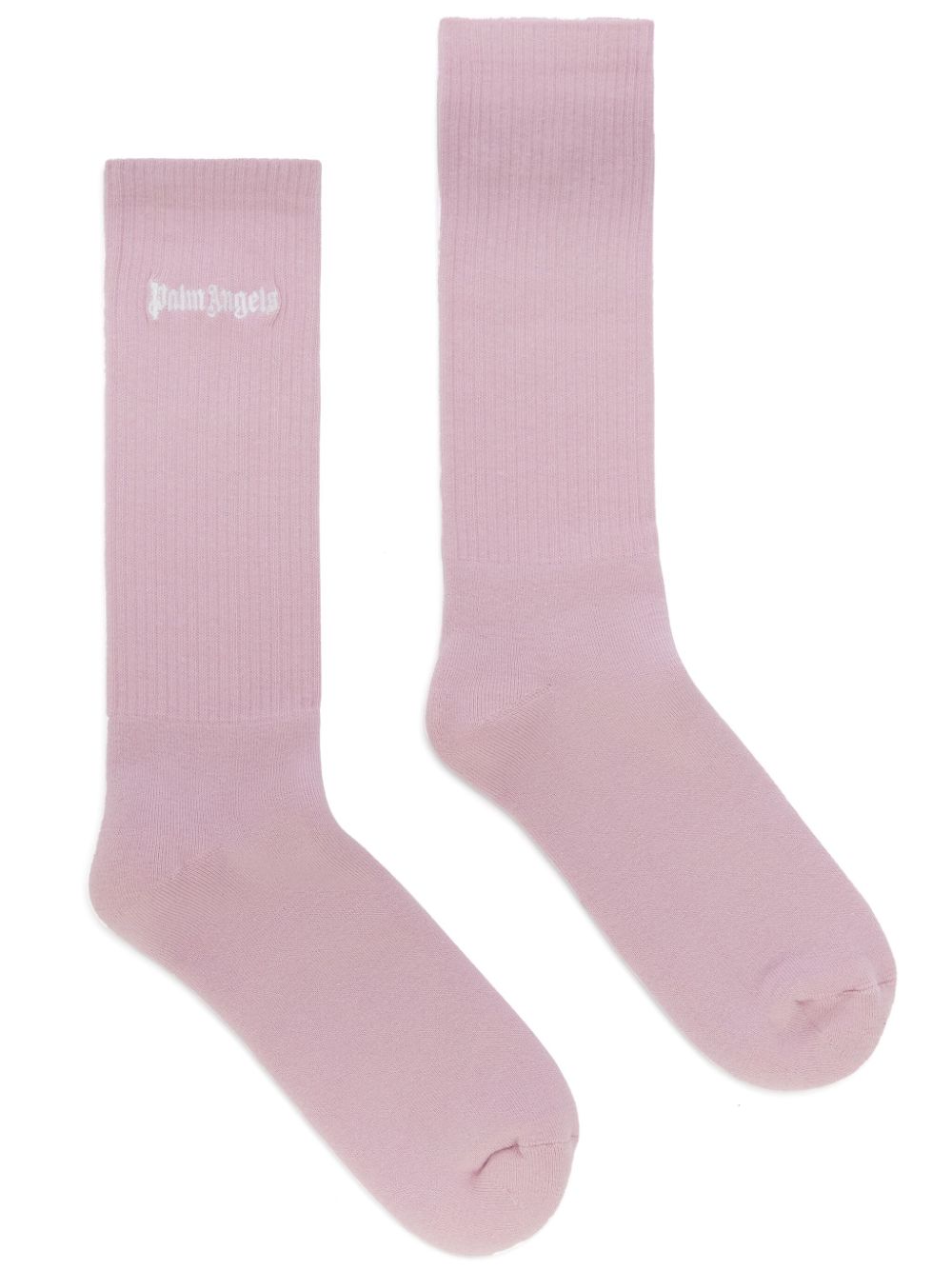 Palm Angels logo-embroidered ribbed-knit socks - Purple von Palm Angels