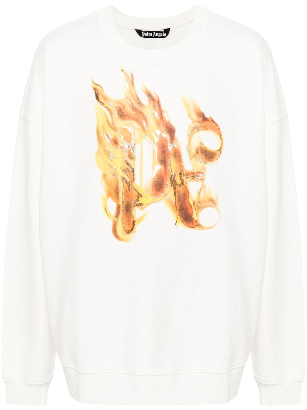 Palm Angels logo-flame print sweatshirt - Neutrals von Palm Angels