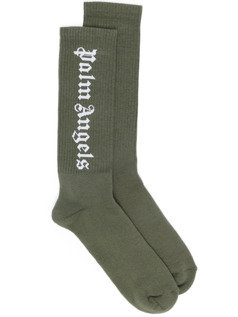 Palm Angels logo-intarsia socks - Green von Palm Angels