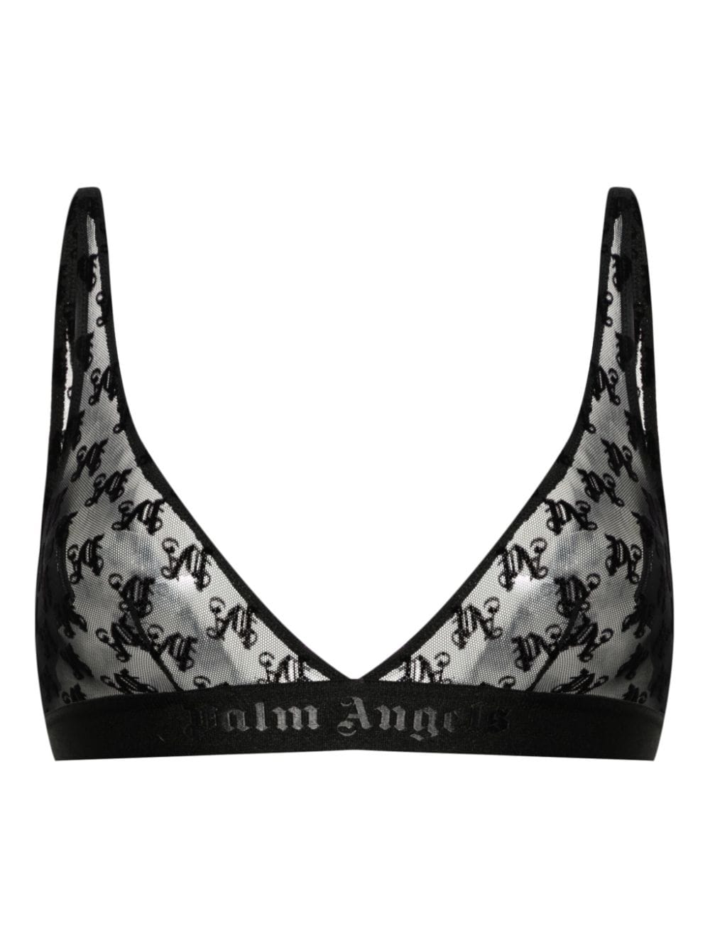 Palm Angels logo-jacquard lace bra - Black von Palm Angels