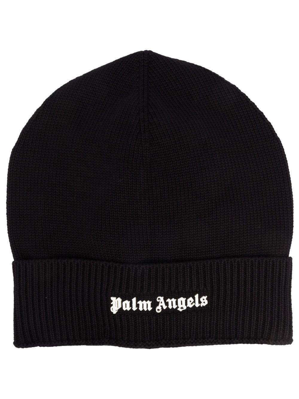 Palm Angels logo-lettering knitted beanie - Black von Palm Angels