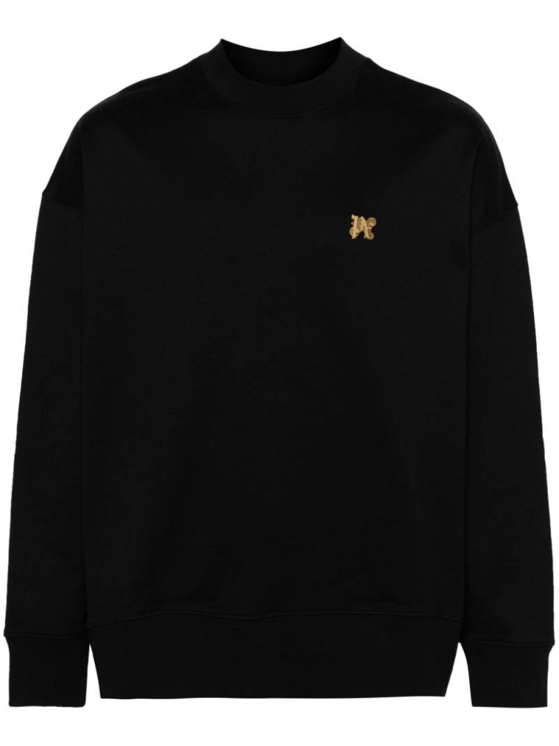 Palm Angels logo-plaque cotton sweatshirt - Black von Palm Angels