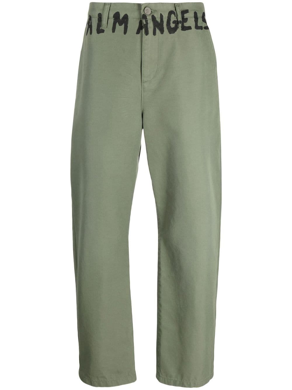 Palm Angels logo-print chino trousers - Green von Palm Angels