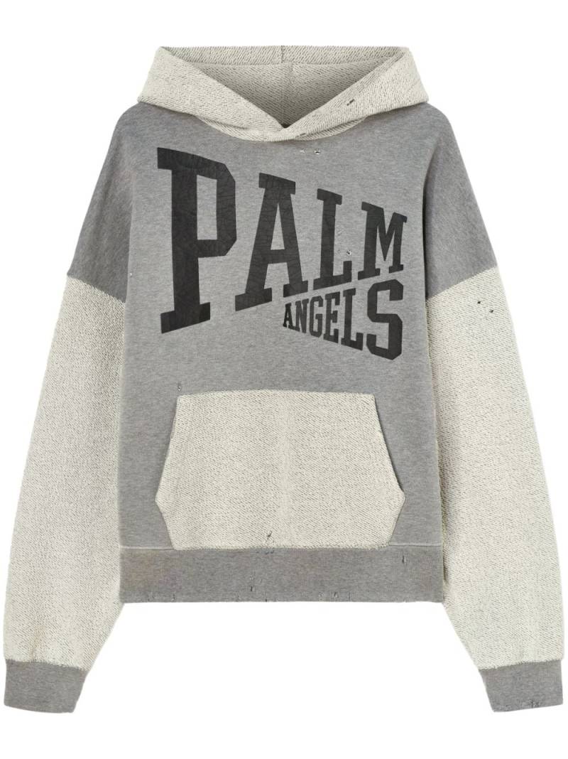 Palm Angels logo-print cotton hoodie - Grey von Palm Angels