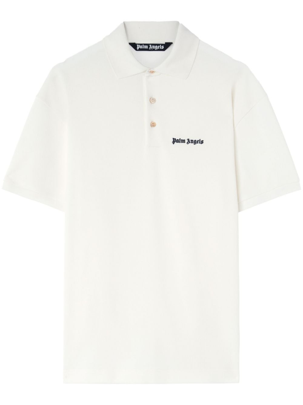 Palm Angels logo-print cotton polo shirt - White von Palm Angels