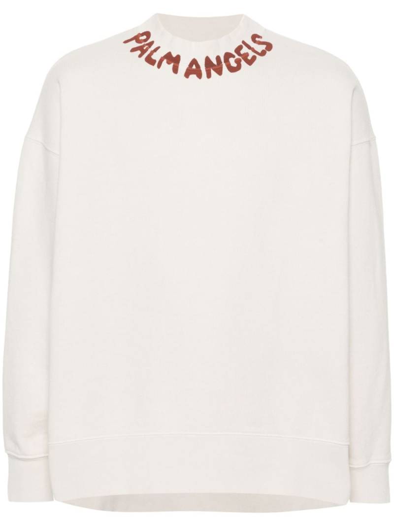 Palm Angels logo-print cotton sweatshirt - Neutrals von Palm Angels