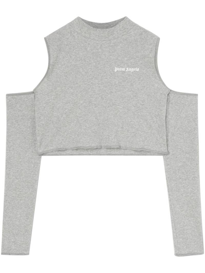 Palm Angels logo-print cut-out cropped top - Grey von Palm Angels
