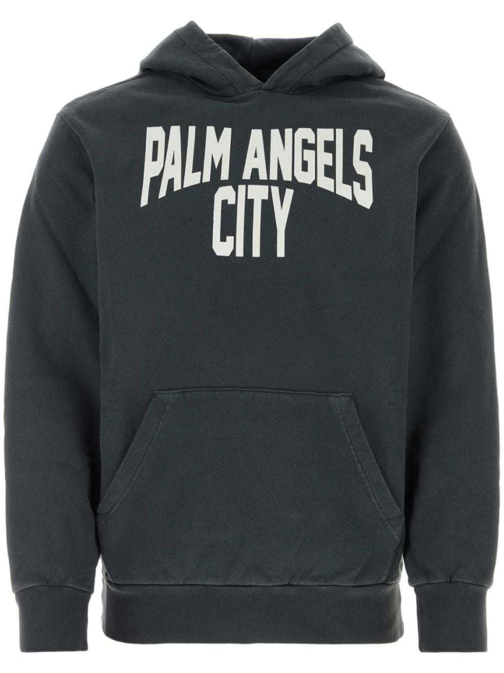 Palm Angels logo-print hoodie - Grey von Palm Angels