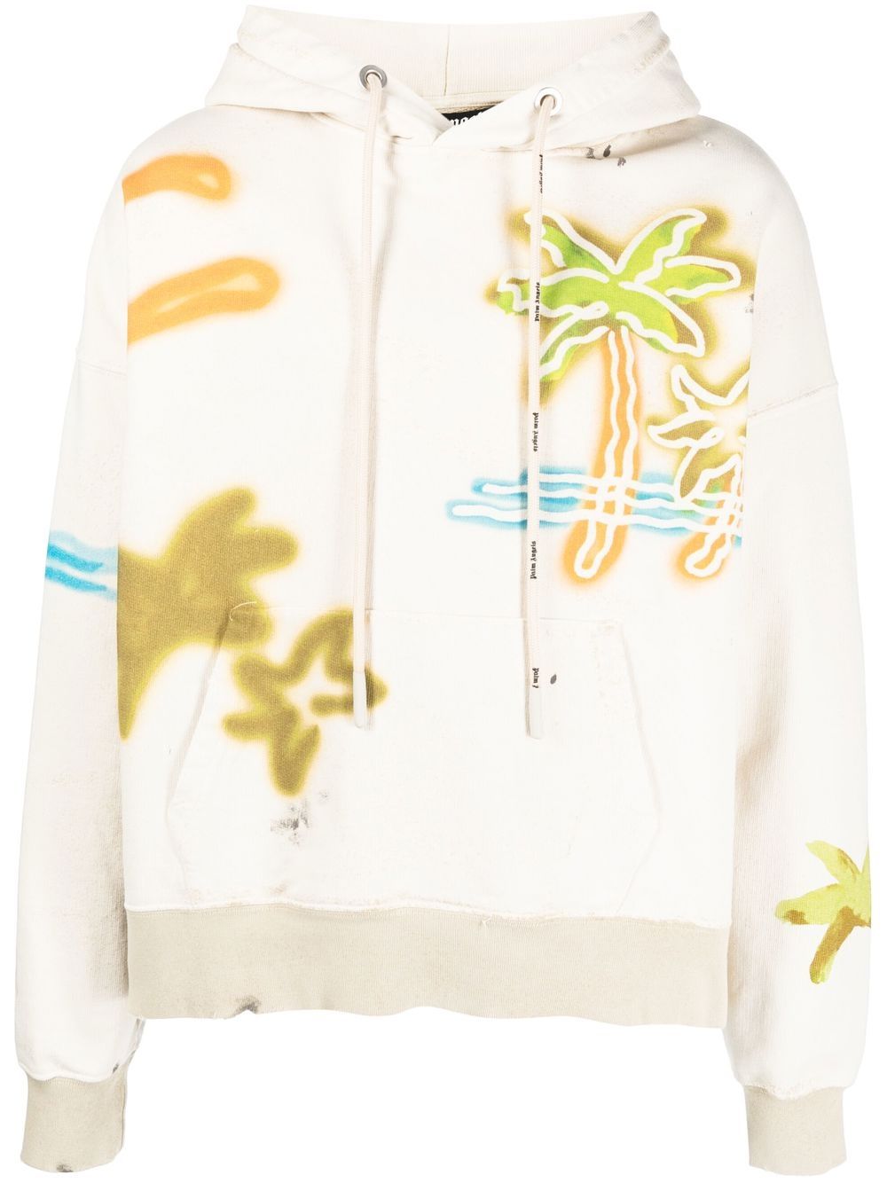 Palm Angels logo-print hoodie - Neutrals von Palm Angels