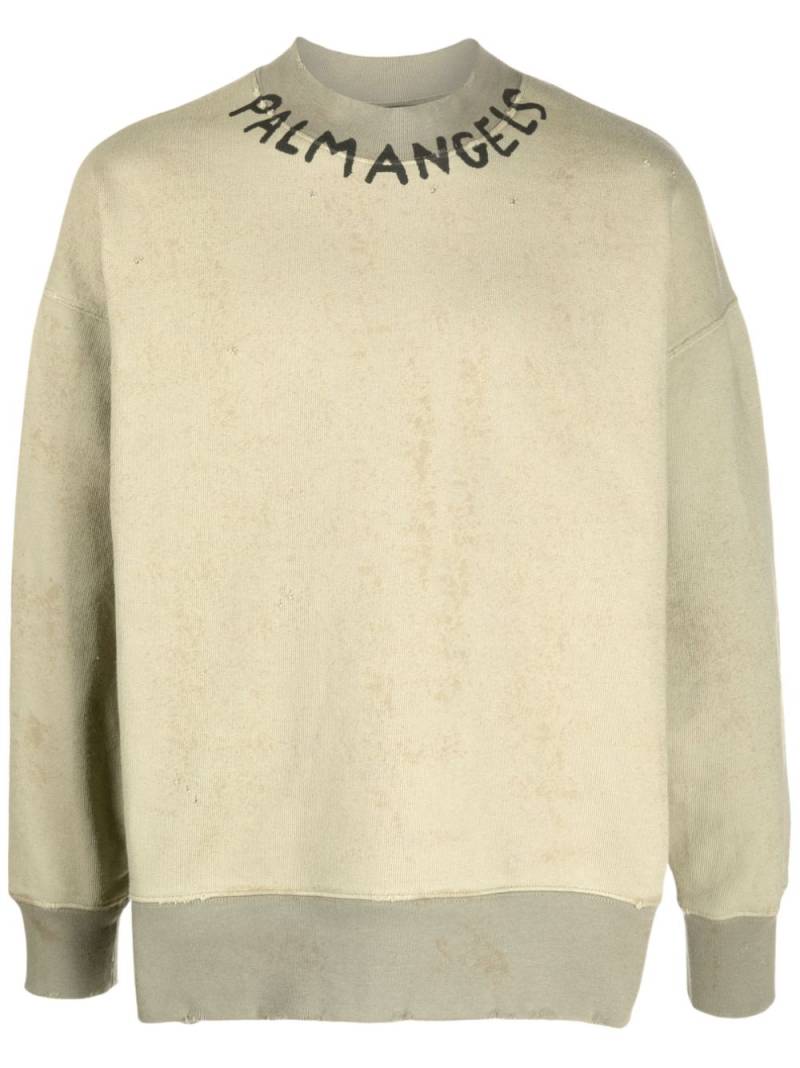 Palm Angels logo-print sweatshirt - Green von Palm Angels