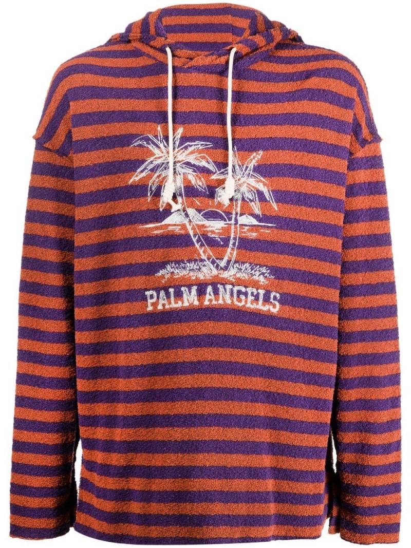 Palm Angels logo-print terry cloth hoodie - Orange von Palm Angels