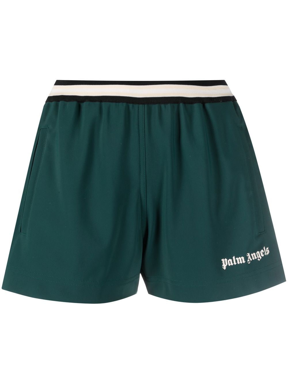 Palm Angels logo-print track shorts - Green von Palm Angels