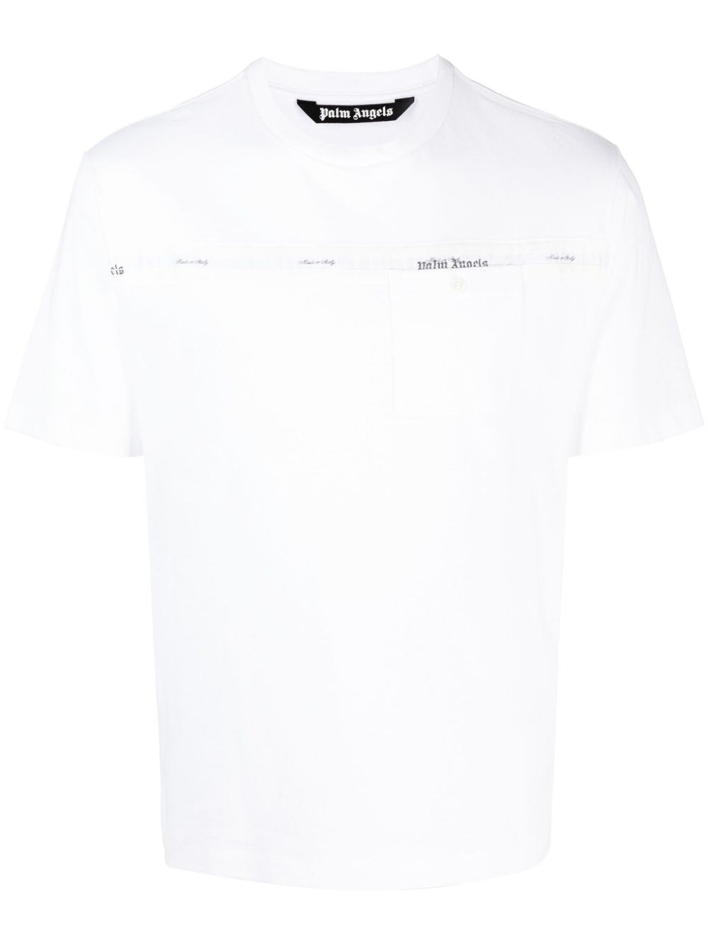 Palm Angels logo-stripe crew-neck T-shirt - White von Palm Angels