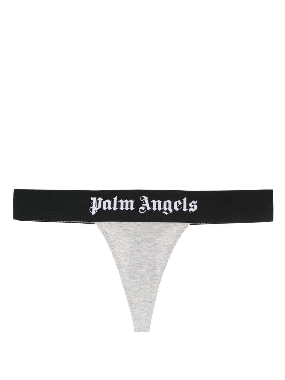 Palm Angels logo-trim stretch-cotton thong - Grey von Palm Angels