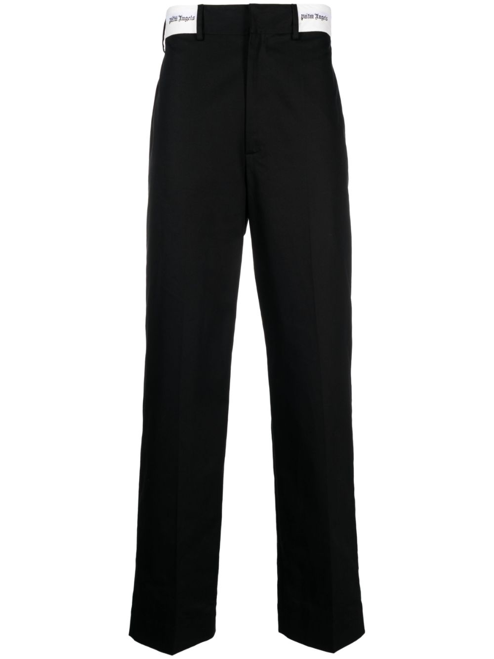 Palm Angels logo-waistband chino trousers - Black von Palm Angels