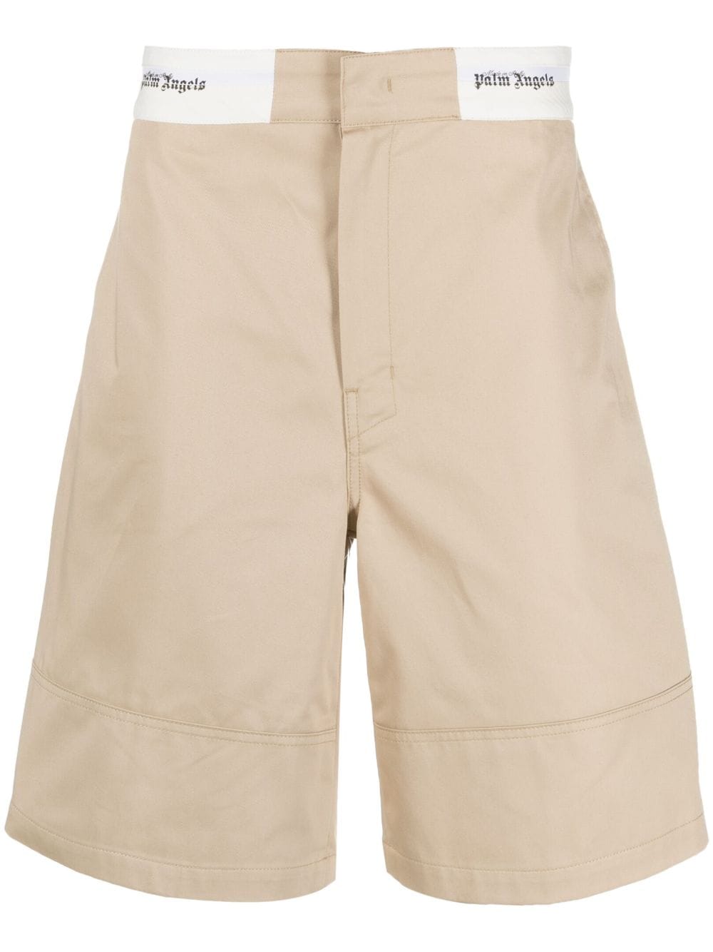 Palm Angels logo-waistband cotton Bermuda shorts - Neutrals von Palm Angels