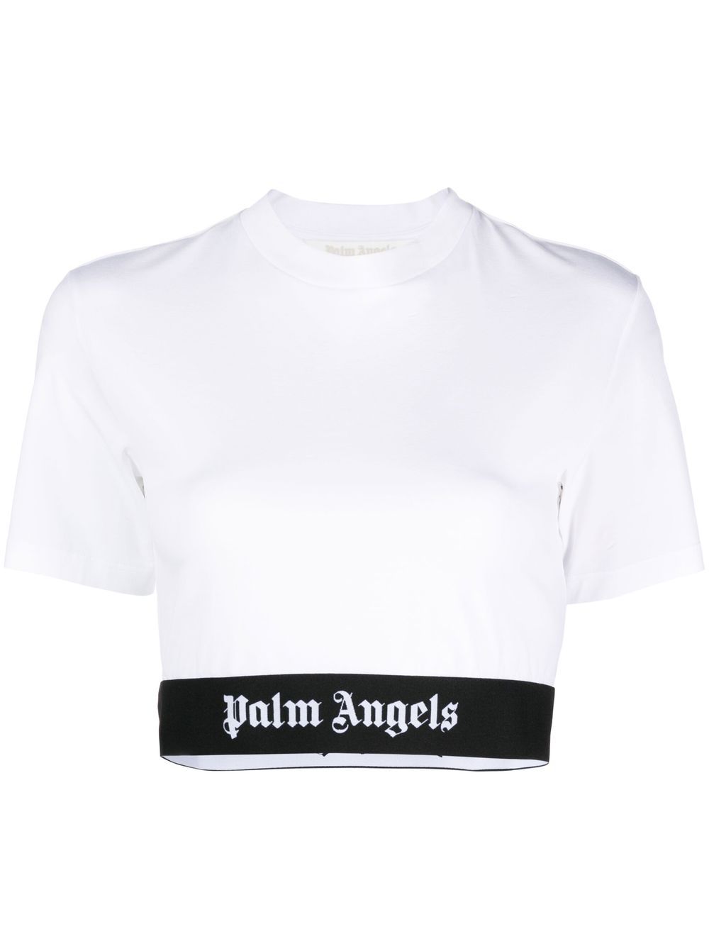 Palm Angels logo-underband cropped T-shirt - White von Palm Angels