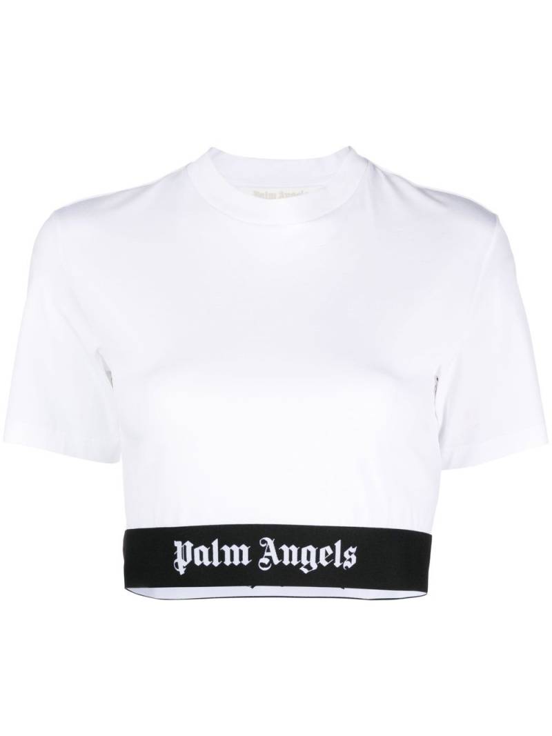 Palm Angels logo-underband cropped T-shirt - White von Palm Angels