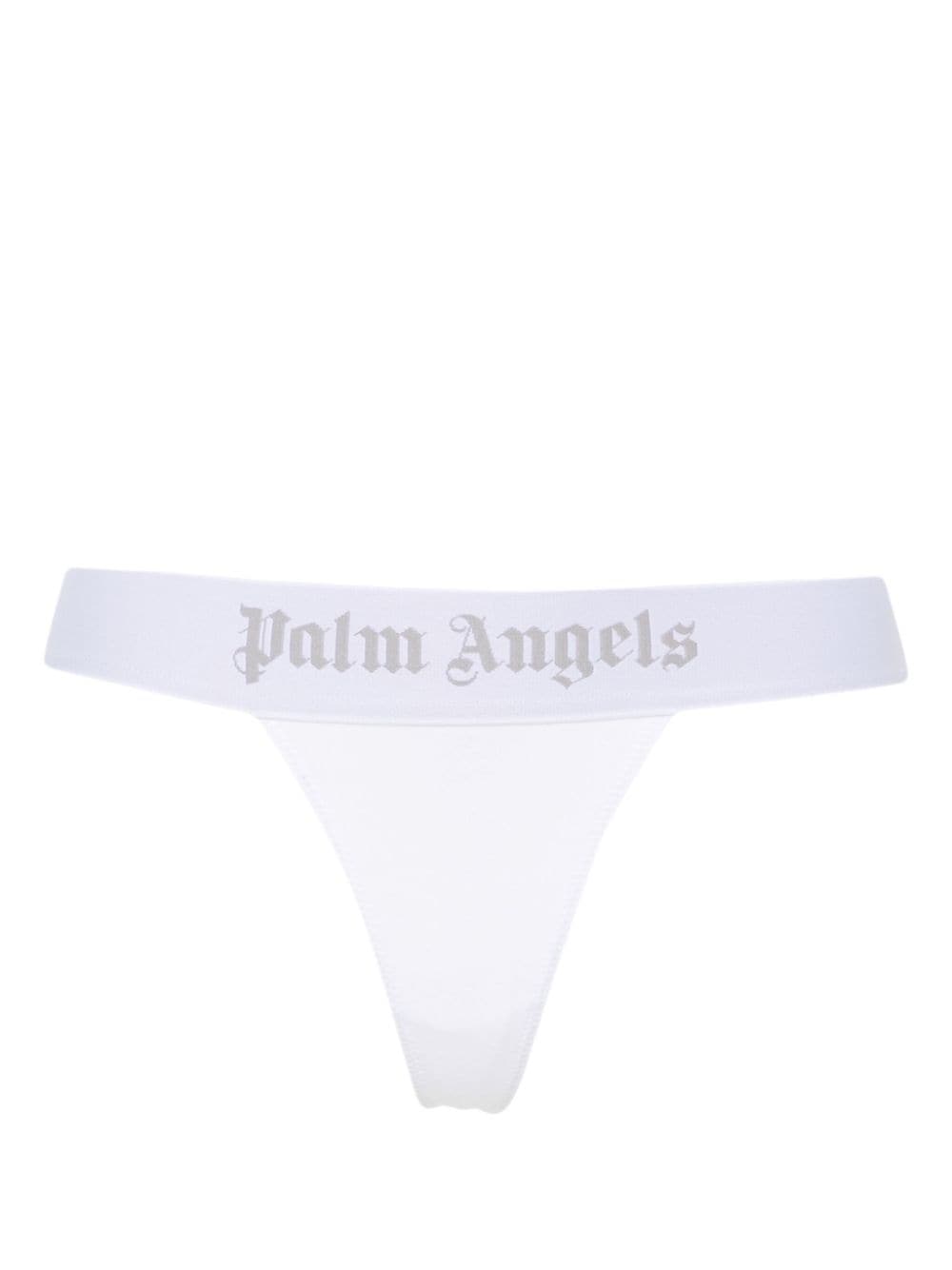 Palm Angels logo-waistband jersey thong - White von Palm Angels