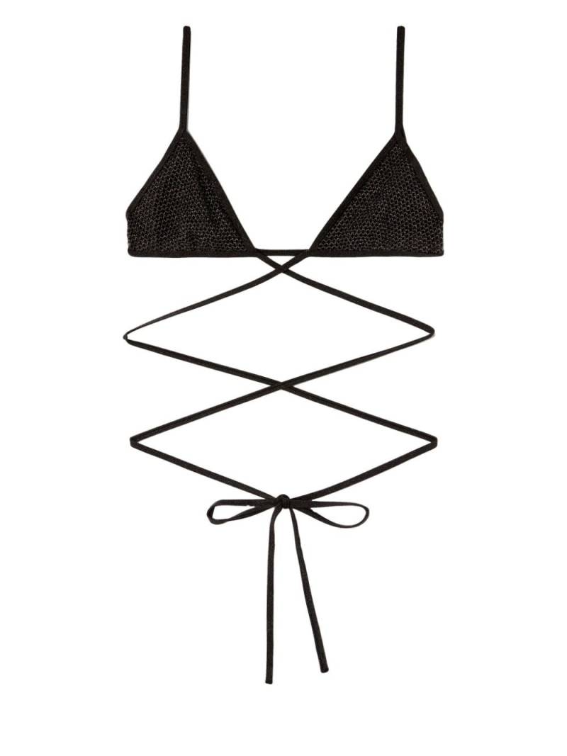 Palm Angels lurex criss-cross bikini top - Black von Palm Angels