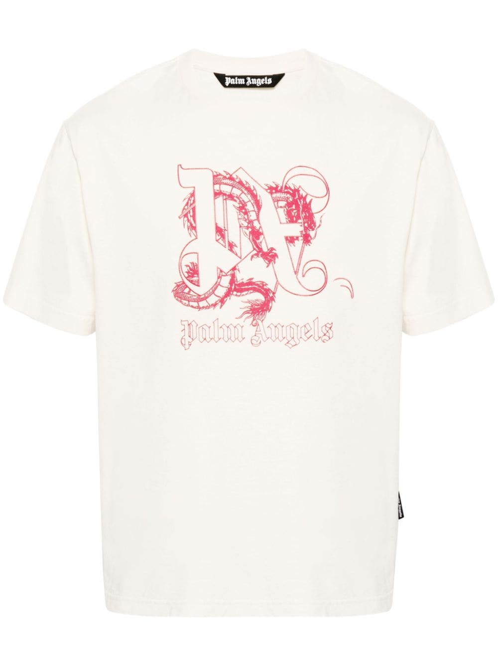 Palm Angels dragon-monogram cotton T-shirt - Neutrals von Palm Angels