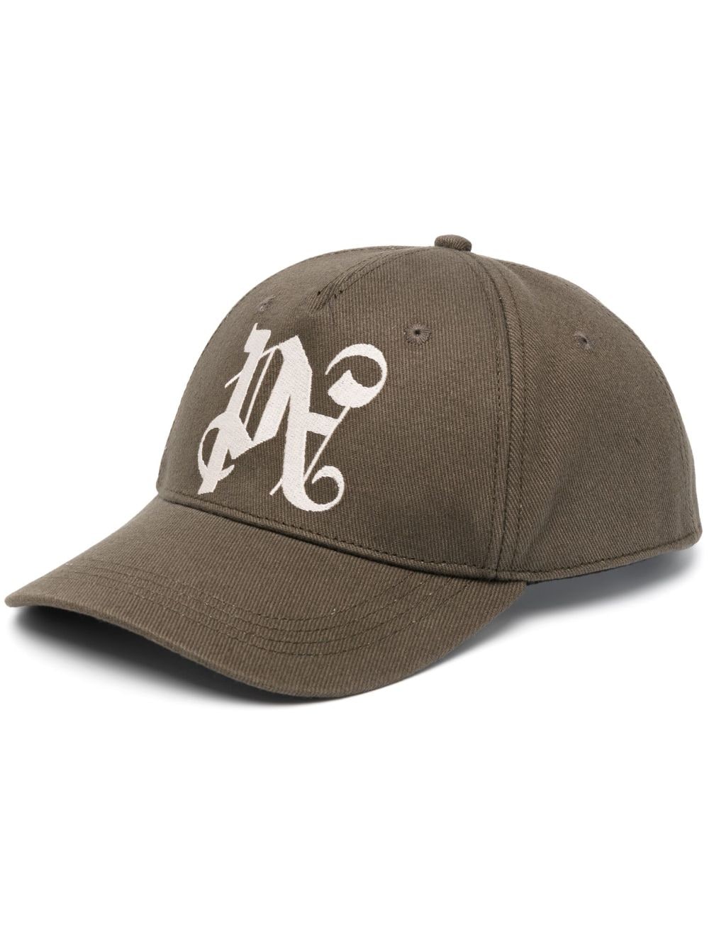 Palm Angels monogram-embroidered cotton cap - Brown von Palm Angels