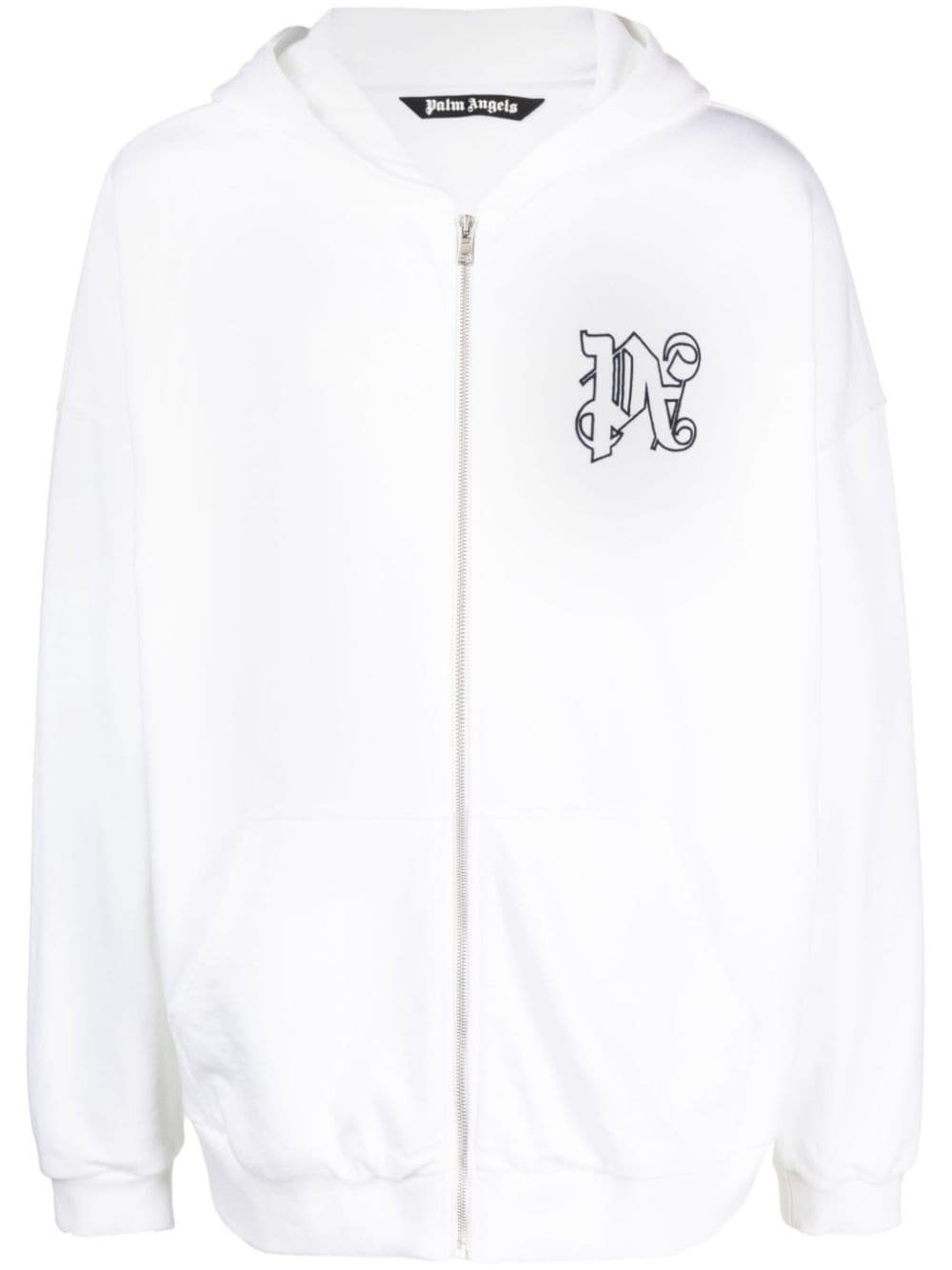 Palm Angels monogram-embroidered cotton hoodie - White von Palm Angels