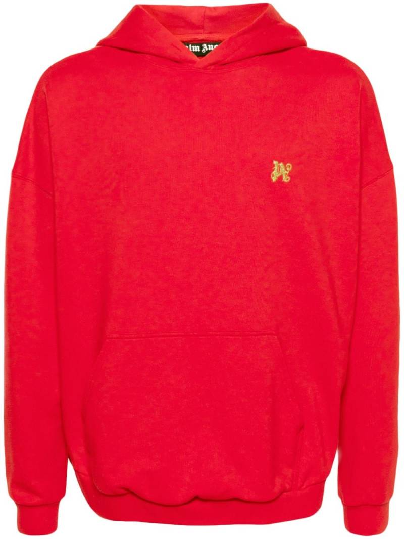 Palm Angels dragon-monogram cotton hoodie - Red von Palm Angels