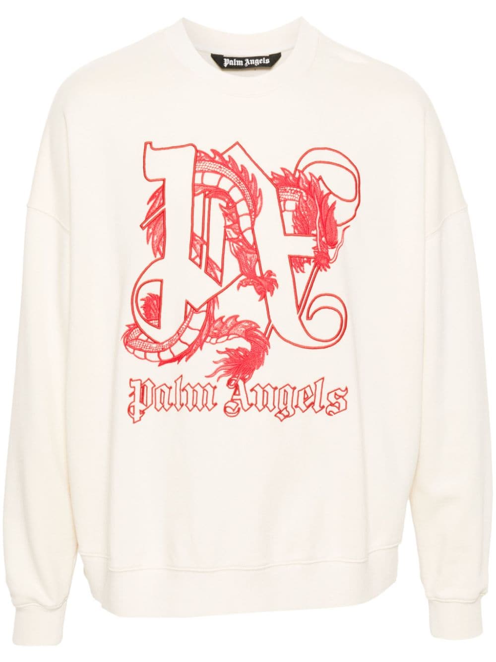Palm Angels dragon-monogram cotton sweatshirt - Neutrals von Palm Angels