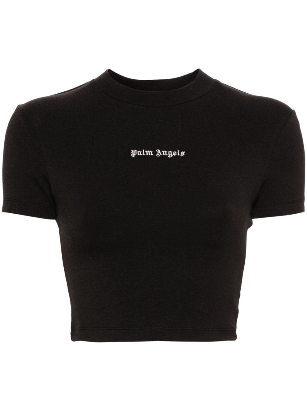 Palm Angels monogram-embroidered cropped T-shirt - Black von Palm Angels