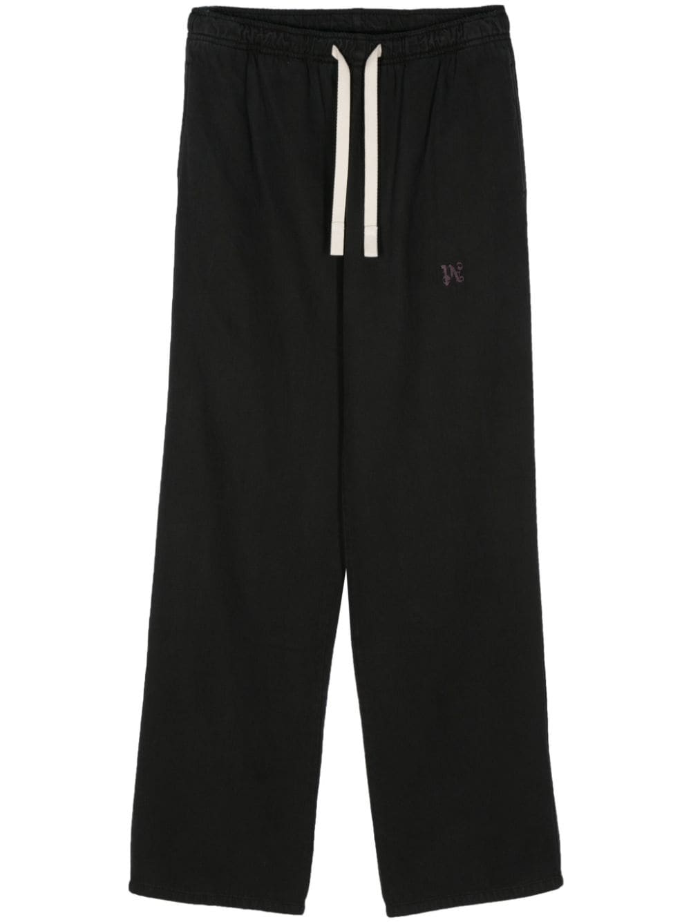 Palm Angels monogram-embroidered straight trousers - Black von Palm Angels