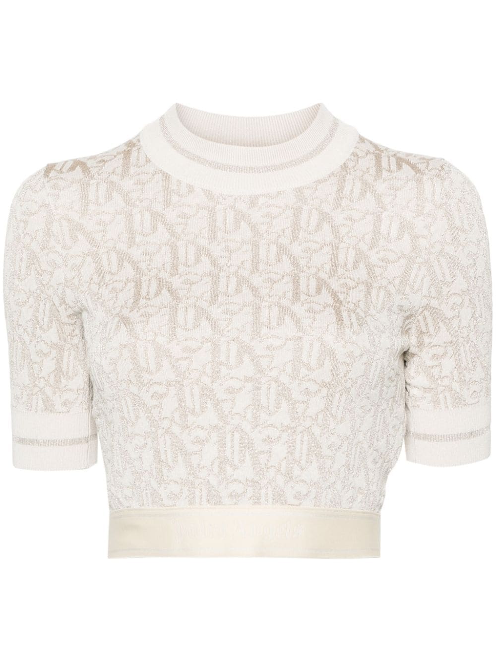 Palm Angels monogram-jacquard knitted crop top - Neutrals von Palm Angels