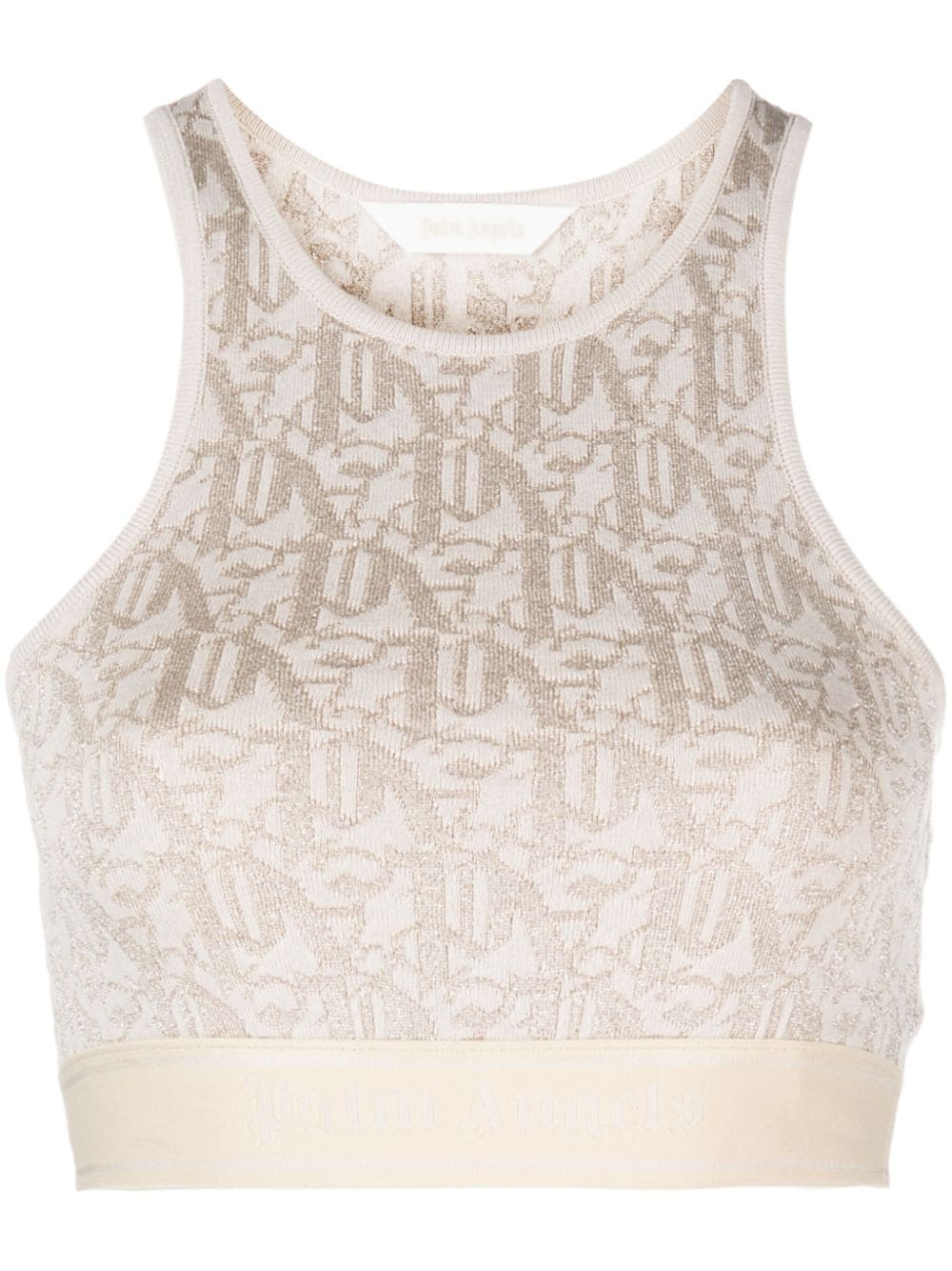 Palm Angels monogram-jacquard knitted bra - Neutrals von Palm Angels