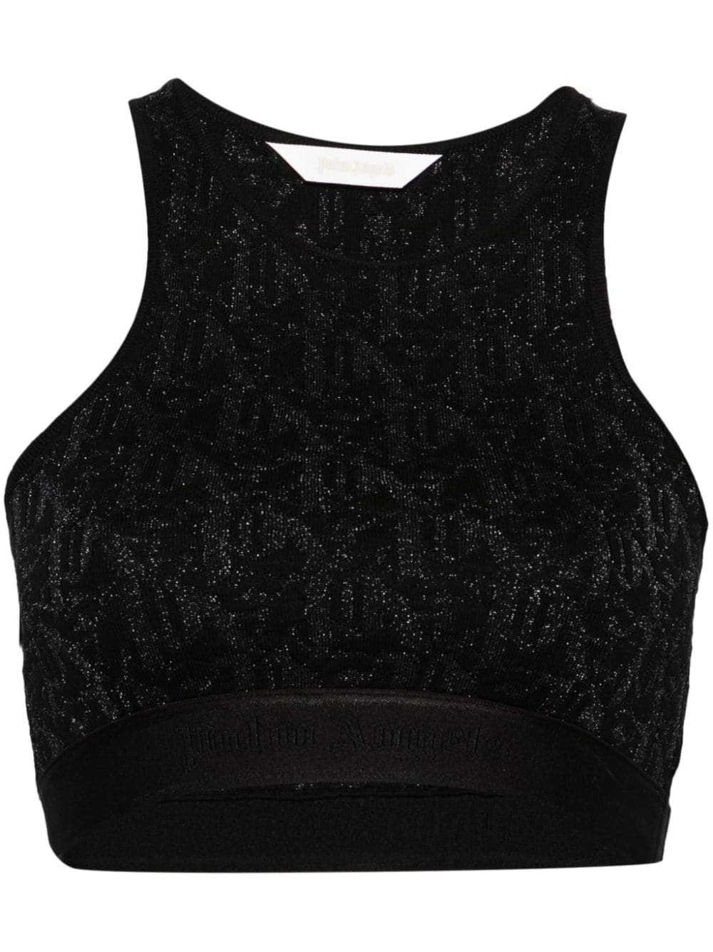 Palm Angels monogram-jacquard crop top - Black von Palm Angels