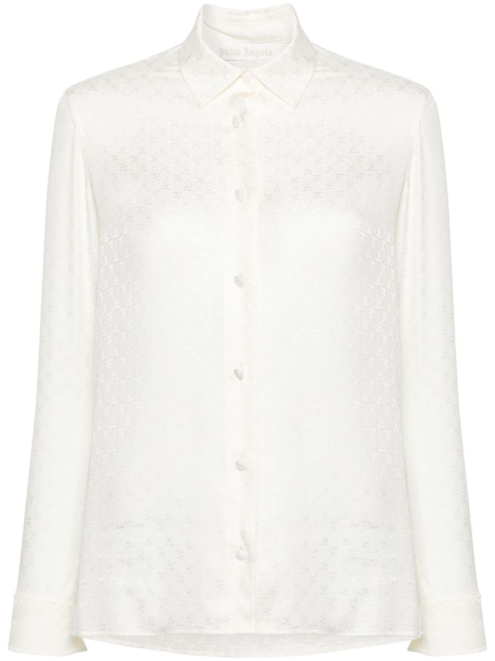 Palm Angels monogram-jacquard silk shirt - White von Palm Angels