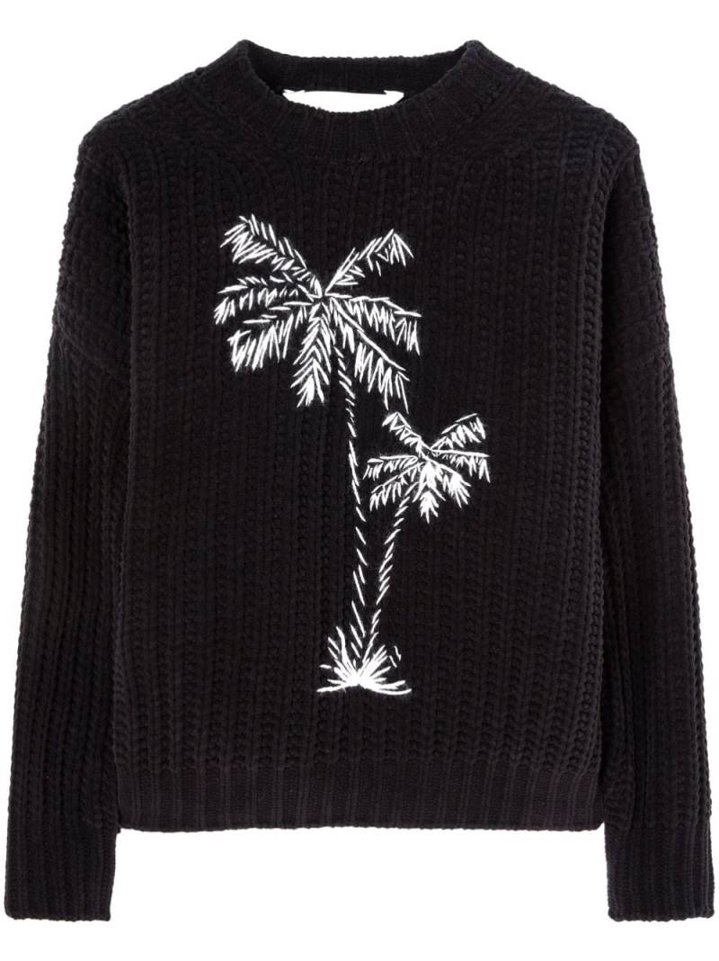 Palm Angels palms-embroidered chenille jumper - Black von Palm Angels