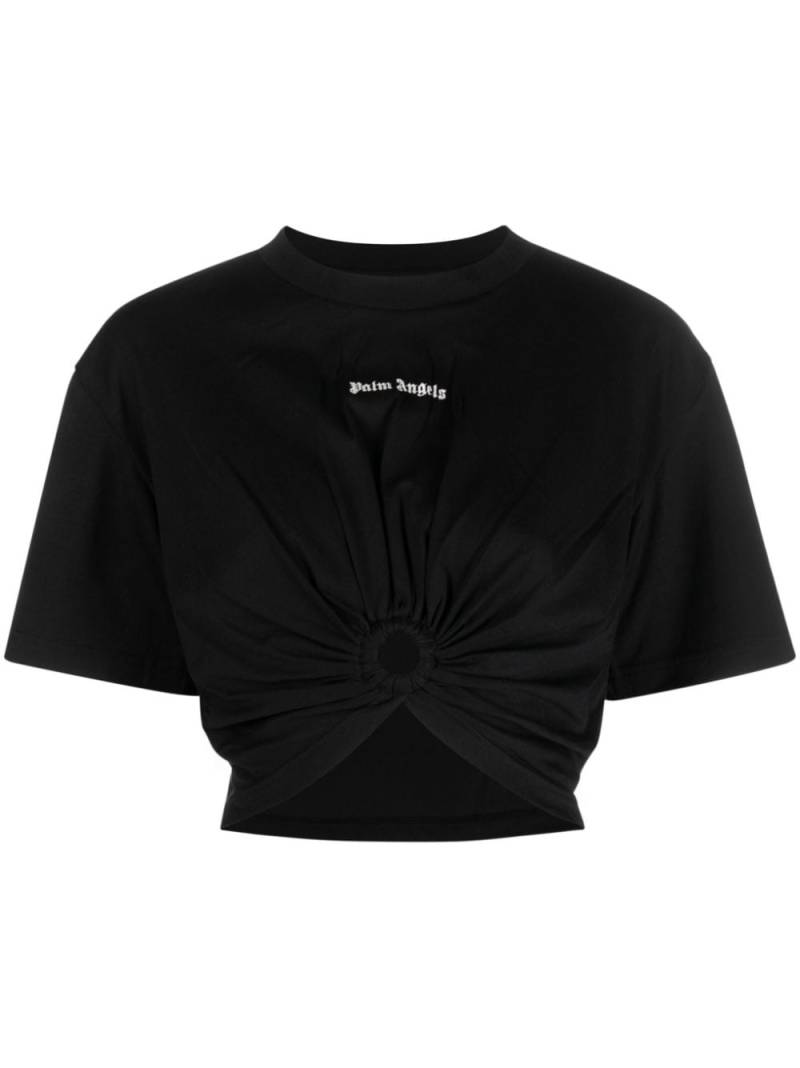 Palm Angels ring-embellished cropped T-shirt - Black von Palm Angels