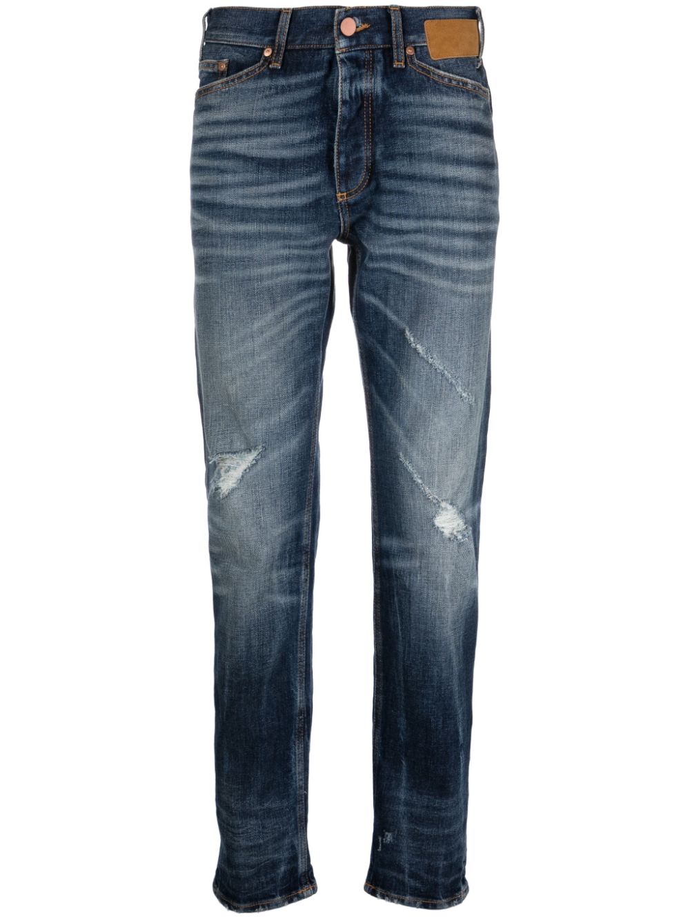 Palm Angels slim-fit distressed straight-leg jeans - Blue von Palm Angels