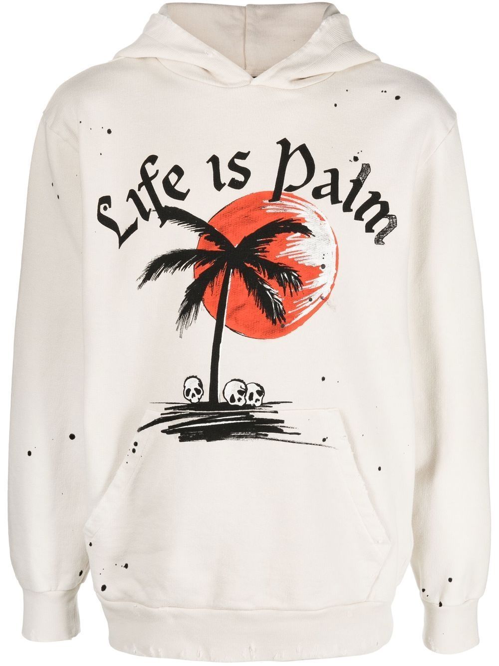 Palm Angels slogan-print paint splatter hoodie - White von Palm Angels