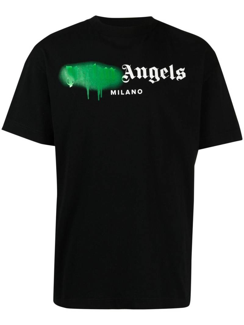 Palm Angels Milano sprayed-logo T-shirt - Black von Palm Angels