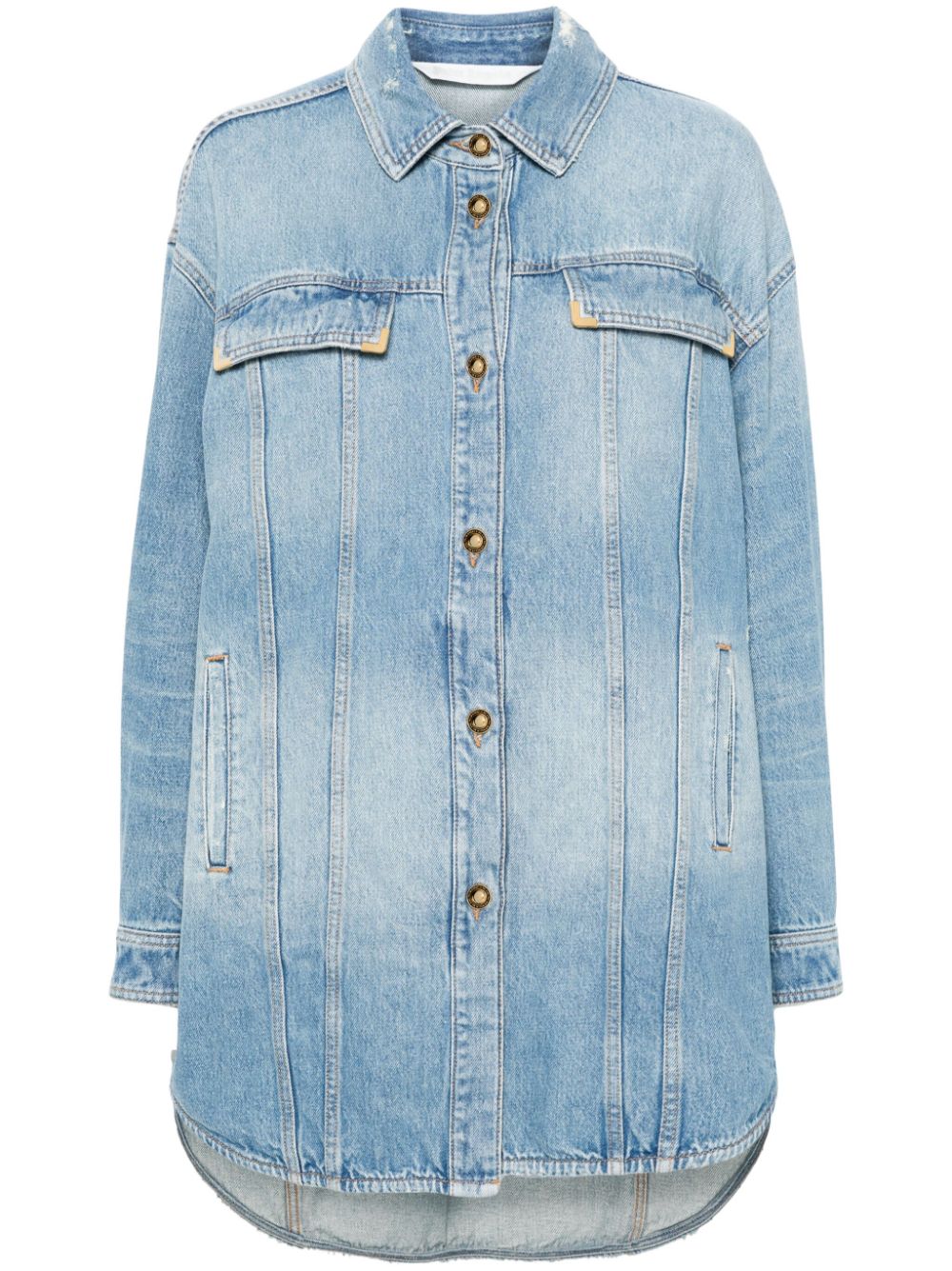 Palm Angels washed-logo denim jacket - Blue von Palm Angels