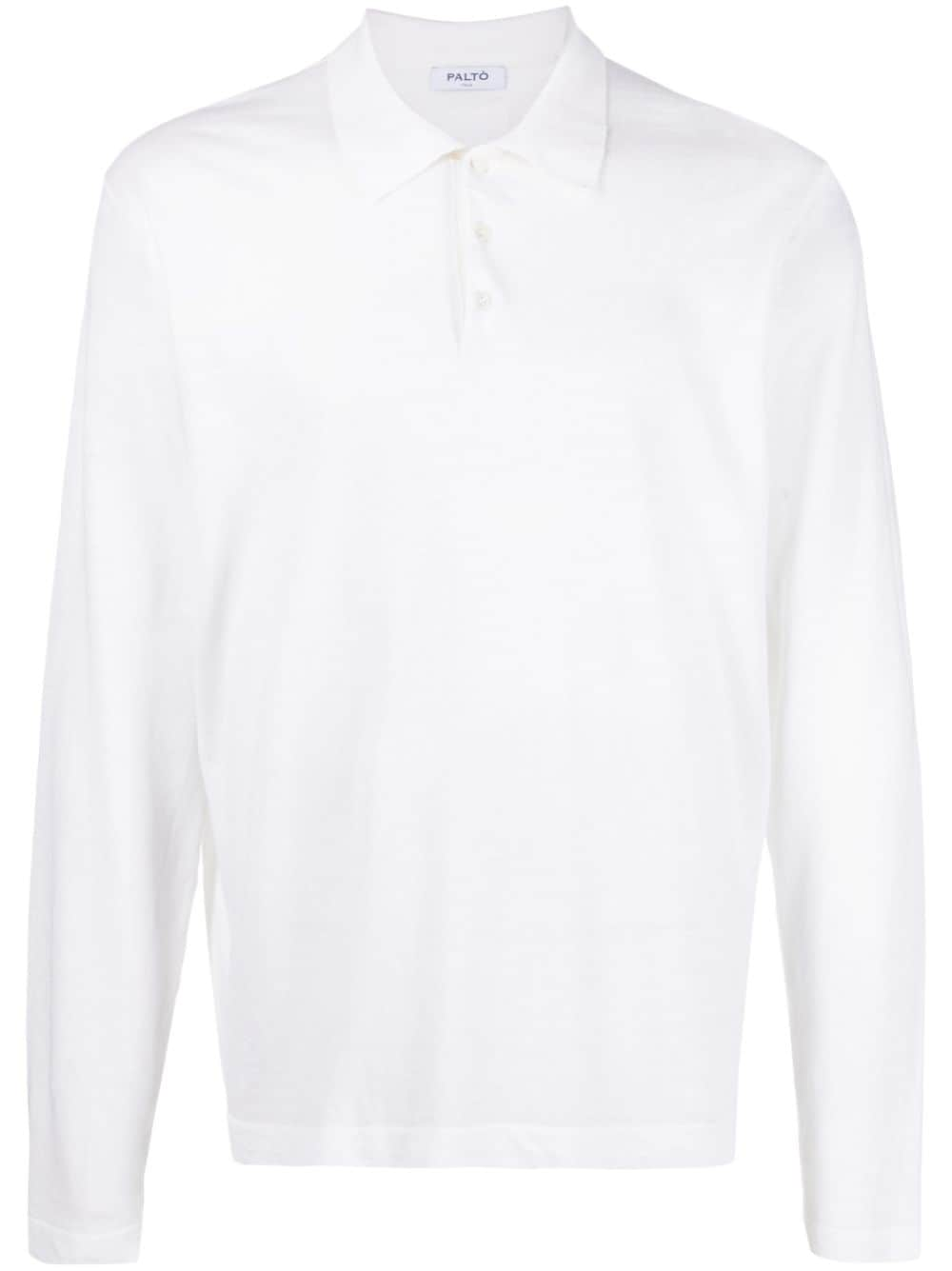 Paltò long-sleeved cotton-linen polo shirt - White von Paltò