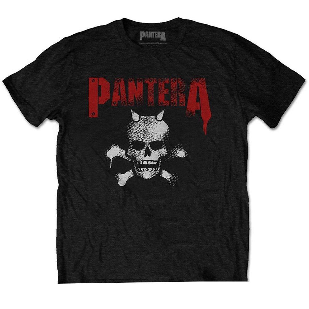 Horned Skull Tshirt Rückseitiger Aufdruck Damen Schwarz S von Pantera