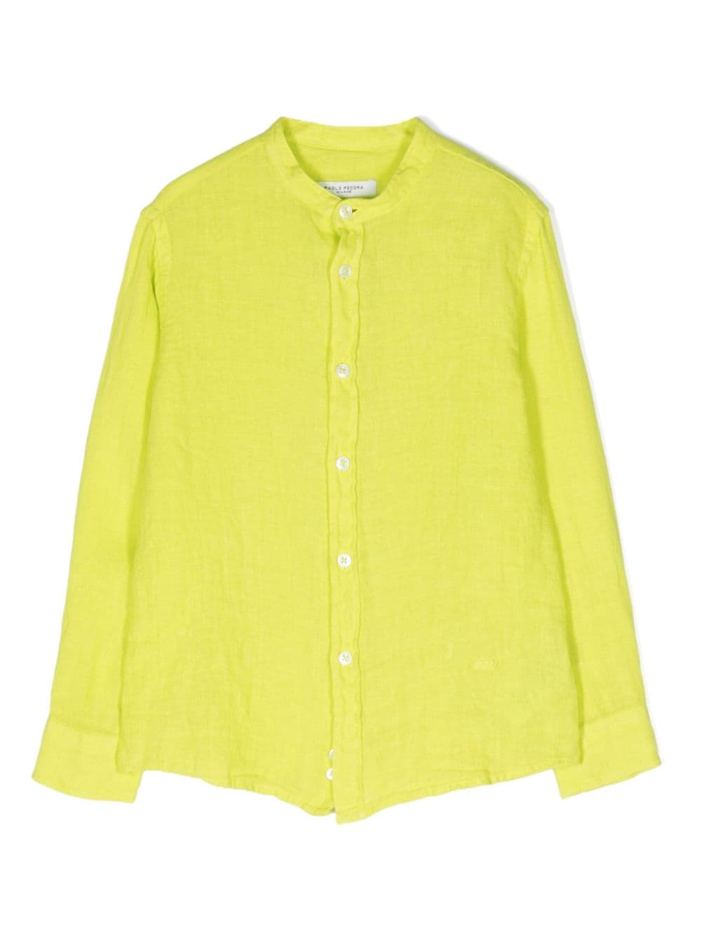 Paolo Pecora Kids band-collar linen blend shirt - Green von Paolo Pecora Kids