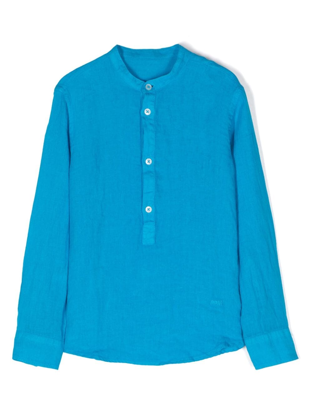 Paolo Pecora Kids band-collar linen shirt - Blue von Paolo Pecora Kids