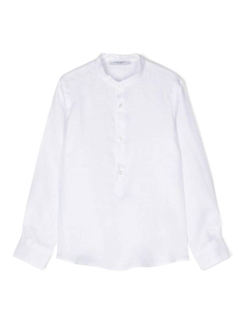 Paolo Pecora Kids band-collar linen shirt - White von Paolo Pecora Kids