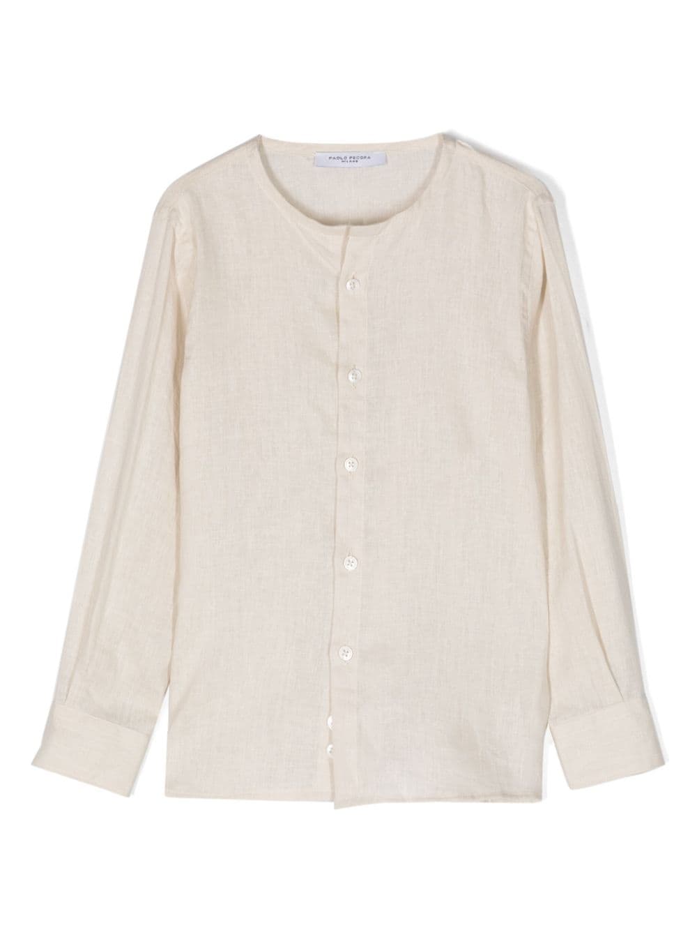 Paolo Pecora Kids collarless long-sleeve shirt - Neutrals von Paolo Pecora Kids