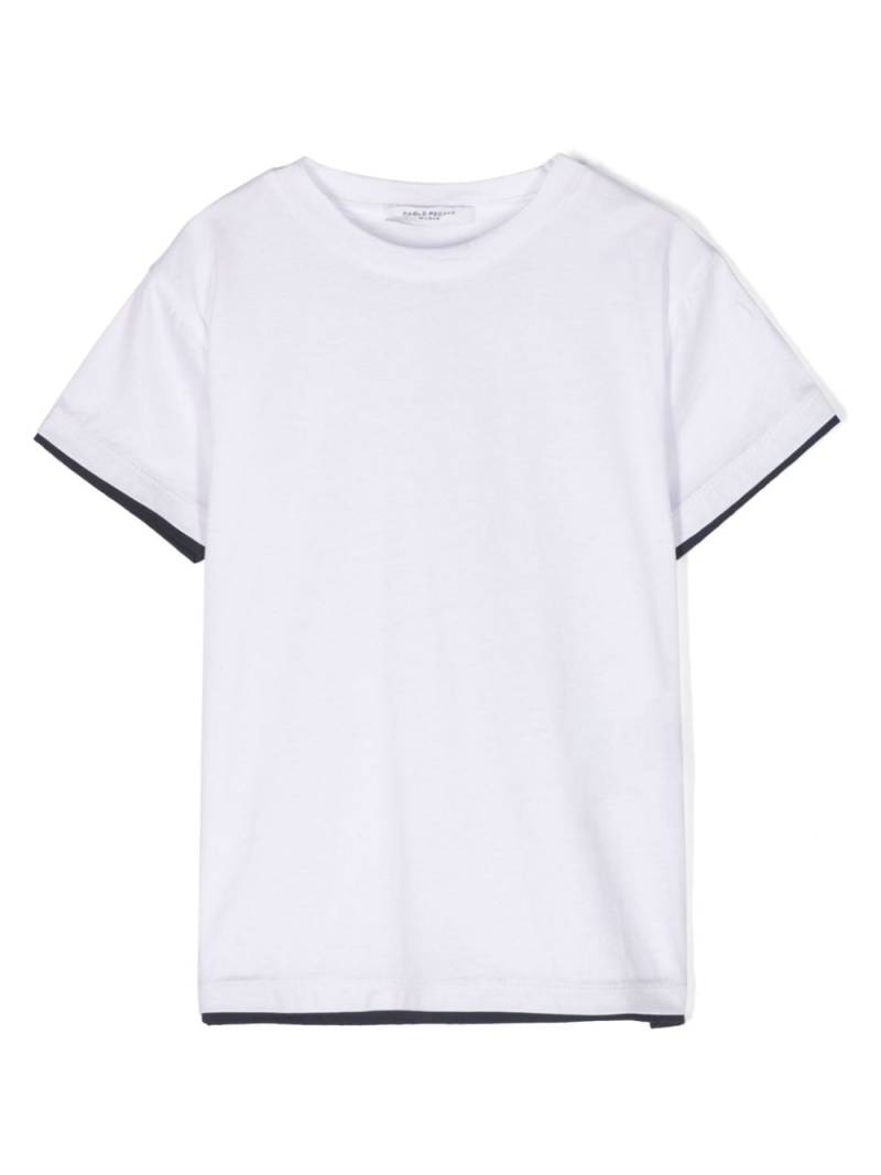 Paolo Pecora Kids contrasting-trim cotton T-shirt - White von Paolo Pecora Kids