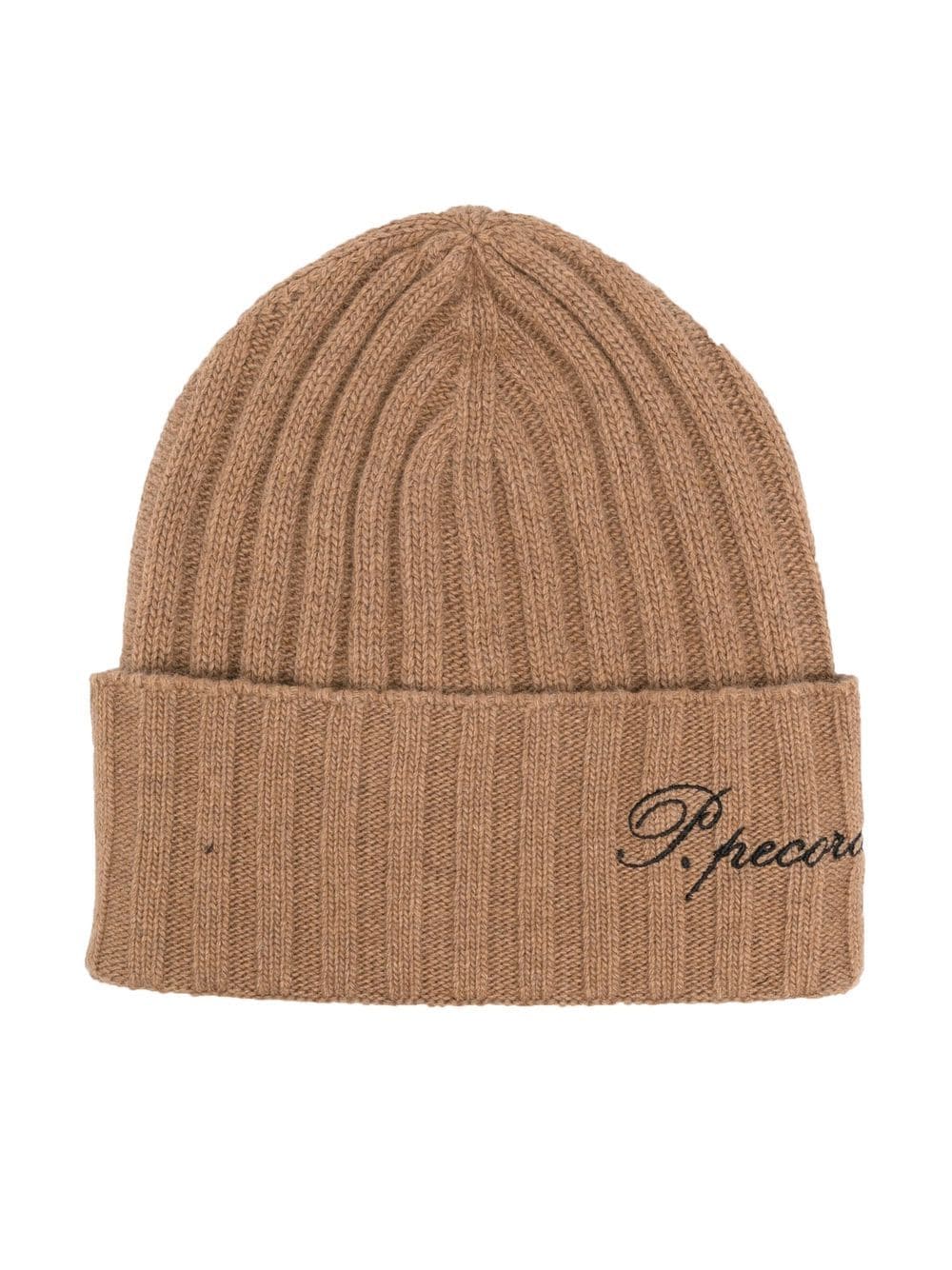 Paolo Pecora Kids embroidered-logo knitted beanie - Neutrals von Paolo Pecora Kids